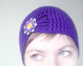 Crochet Flapper Hat in Purple - crochet winter hats for winter, crochet winter hats for girls - 1920s flapper girl hats