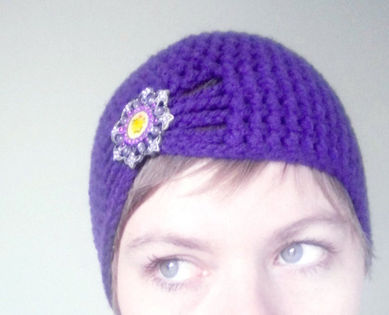 Crochet Flapper Hat in Purple crochet winter hats for winter, crochet winter hats for girls 1920s flapper girl hats image 1