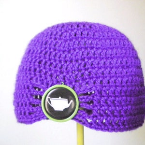 Crochet Flapper Hat in Purple crochet winter hats for winter, crochet winter hats for girls 1920s flapper girl hats image 2