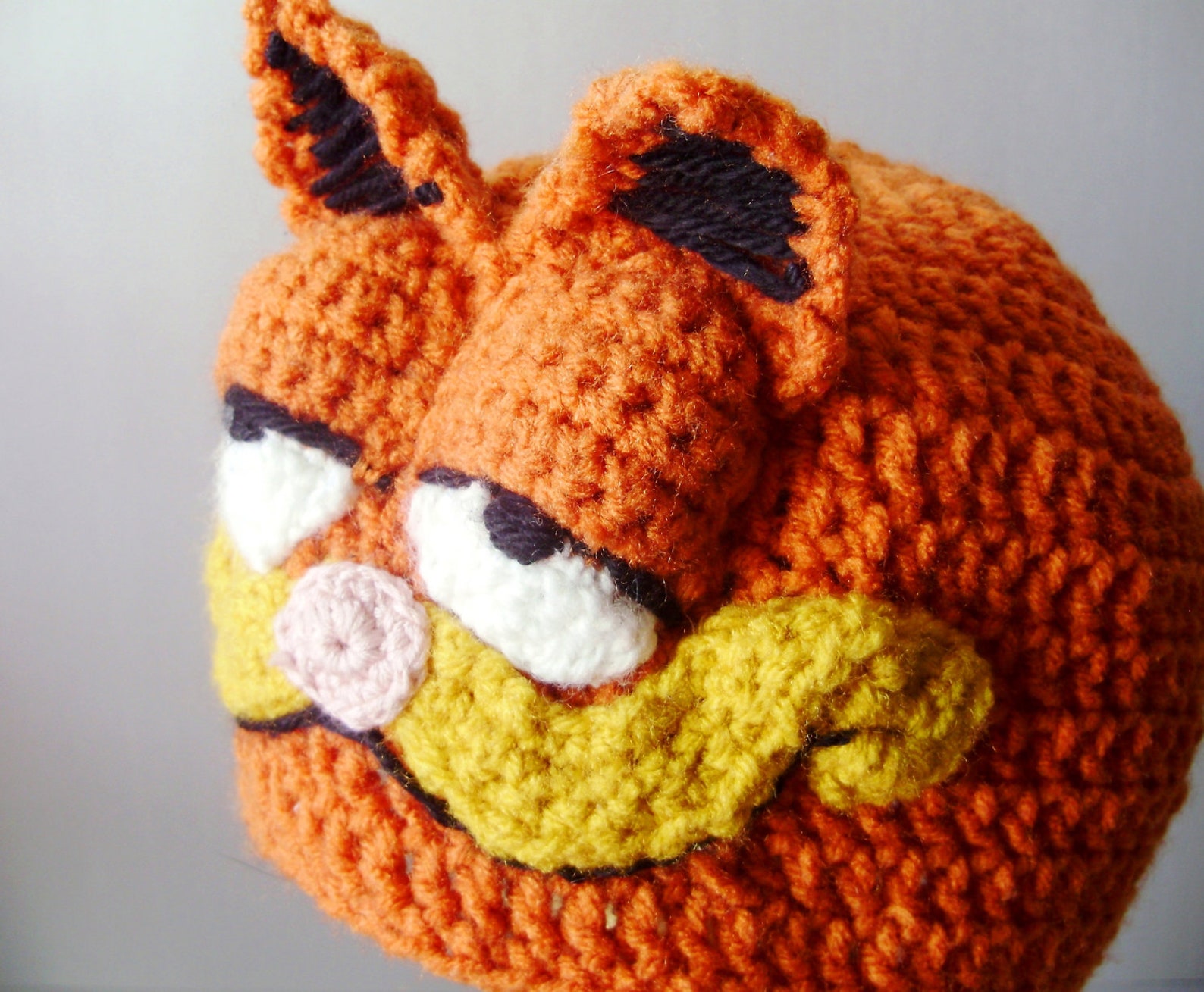 Crochet Hat Pattern Crochet Garfield Beanie in Nectarine Etsy