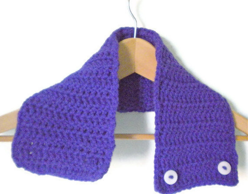 Crochet Neckwarmer Double Layer Scarflette in Rich Blue Violet Cozy and Chunky Crochet Cowl image 5