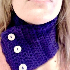 Crochet Neckwarmer Double Layer Scarflette in Rich Blue Violet Cozy and Chunky Crochet Cowl image 3