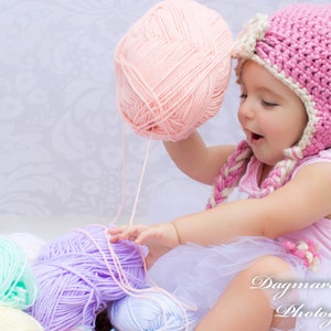 Crochet Flapper Hat with Earflaps and Braids in Powder Pink crochet winter hats for women crochet flapper hats for girls image 3