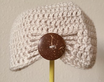 Flapper Style Cloche Hat - Infant Hat in Warm Oatmeal Yarn - Winter Hats for Baby Girls