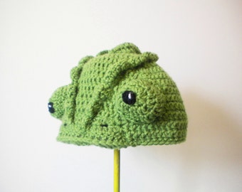 Crochet Chameleon Hat - realistic lizard crochet beanie - crochet hats for boys - crochet hats for girls - animal hats