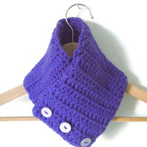 Crochet Neckwarmer Double Layer Scarflette in Rich Blue Violet Cozy and Chunky Crochet Cowl image 1