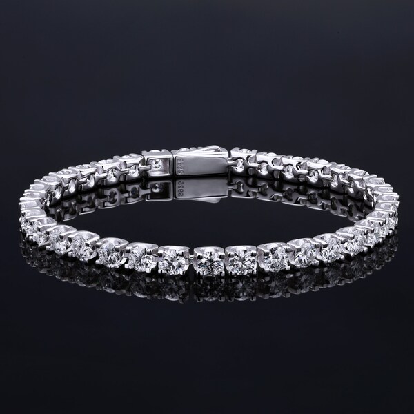 Moissanite Tennis Bracelet, 925 Sterling Silver, 18K White Gold Plated, 2mm 2.5mm 3mm 4mm 5mm, VVS1 Moissanite, Passes Diamond Tester, Gift