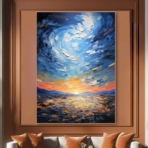 Rolling Clouds:Abstract Impasto Painting on Canvas Multicolored Textured Wall Art Luxurious Modern Expressionist Palette Knife Interior Deco