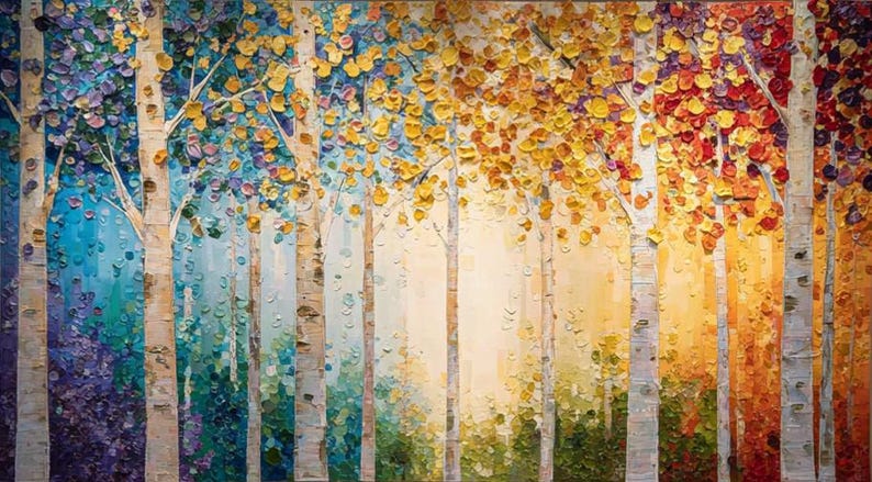 Abstract Birch Tree Texture Wall Art Painting on Canvas Living Room ...