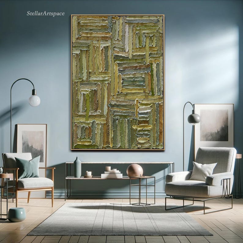 Abstract Cityscape Texture Wall Art Urban Skyline Painting on Canvas ...