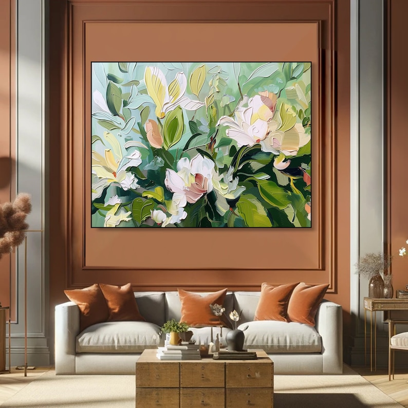 Botanical Garden Oil Painting Large Wall Art Hand-painted 3D Textured ...