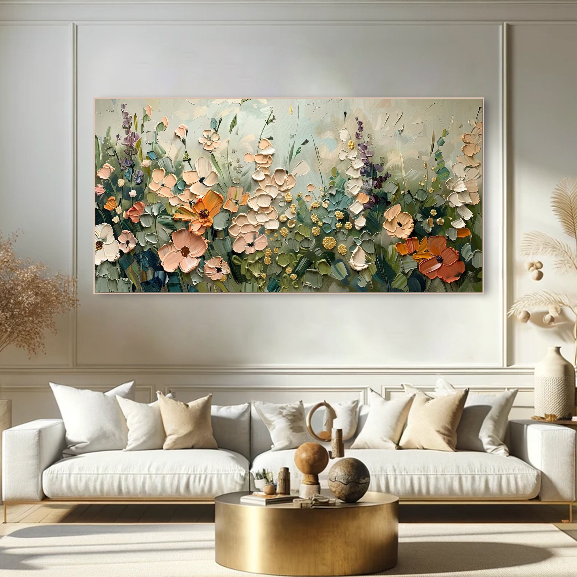 Dreamy Blooms Art Neutral Tones Flower Painting on Canvas Pastel Floral ...