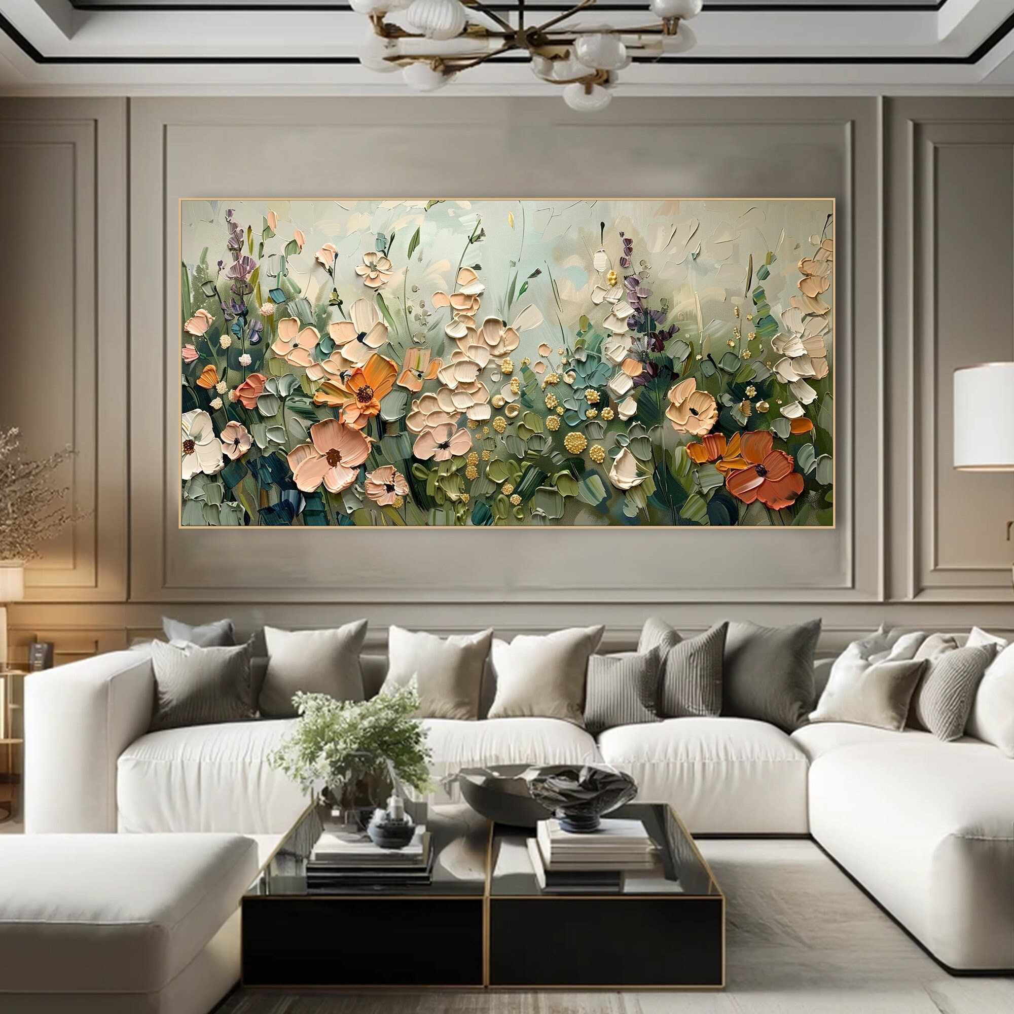 Dreamy Blooms Art Neutral Tones Flower Painting on Canvas Pastel Floral ...