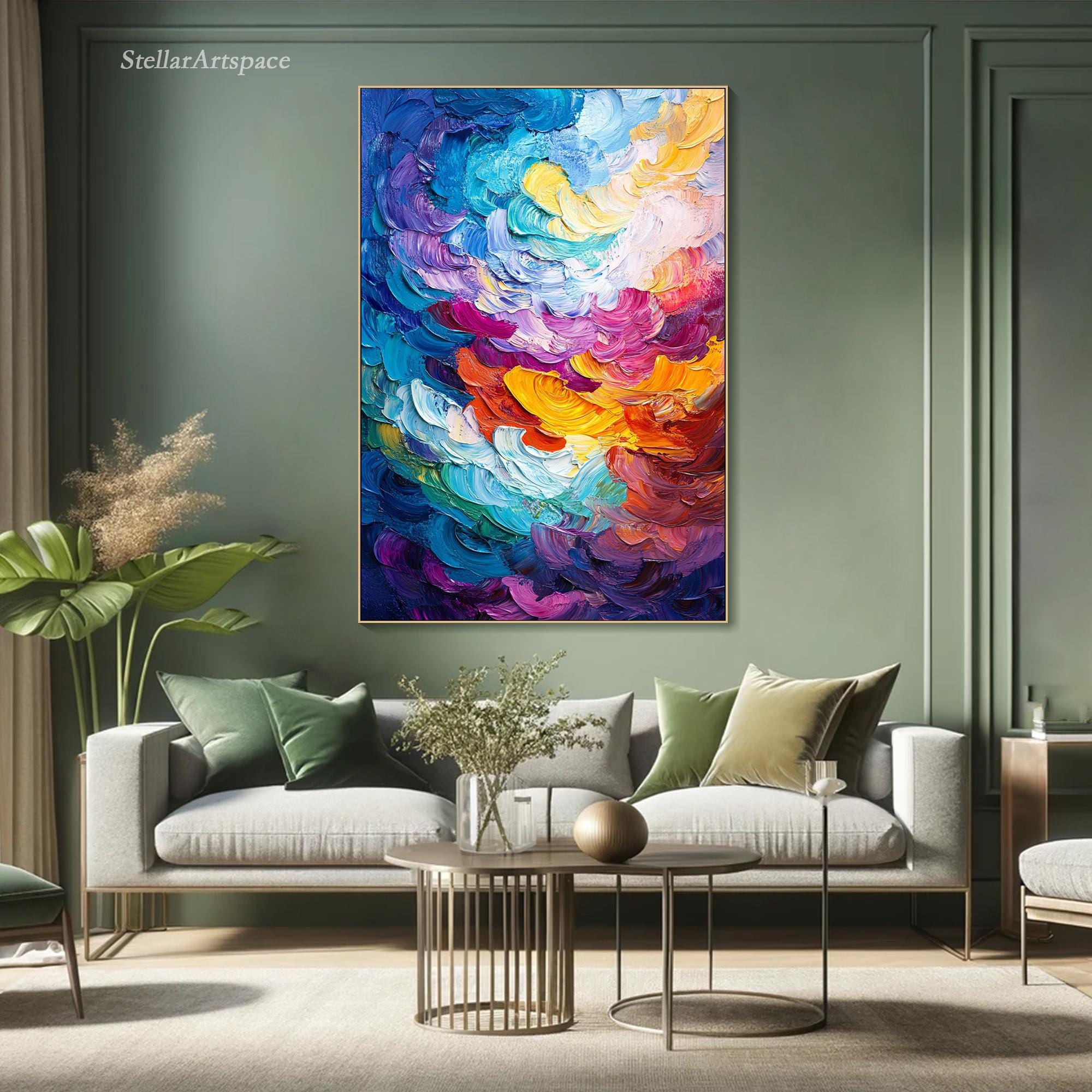 3D Abstract Oil Painting: Rainbow Impasto Texture on Canvas - Etsy