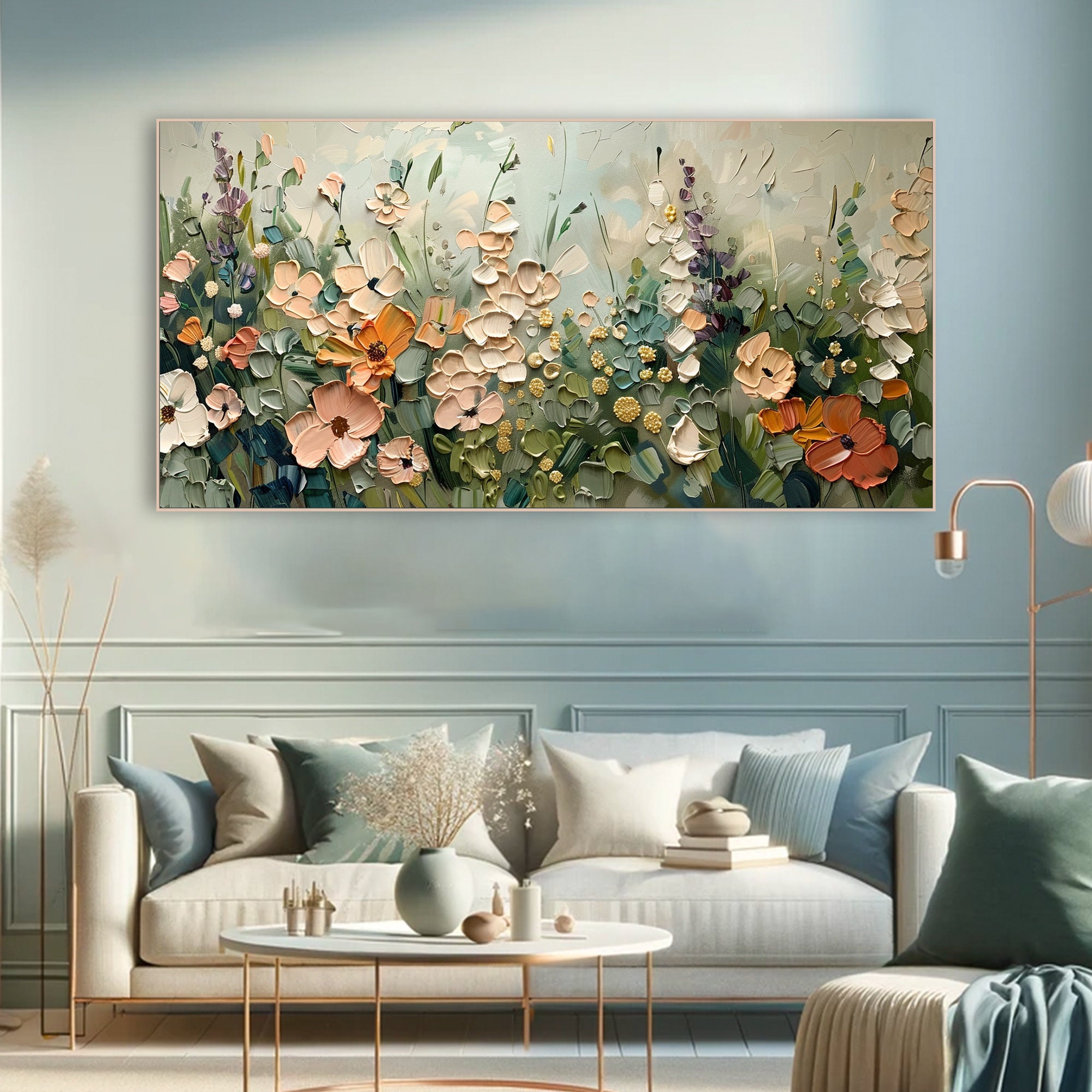 Dreamy Blooms Art Neutral Tones Flower Painting on Canvas Pastel Floral ...