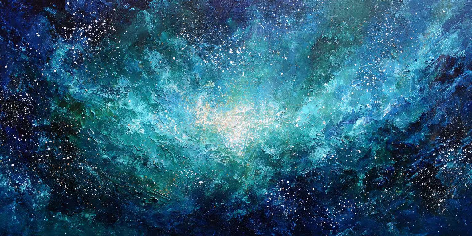 Cosmic Night Sky Textured Wall Art Original Blue Galaxy Oil Painting on ...