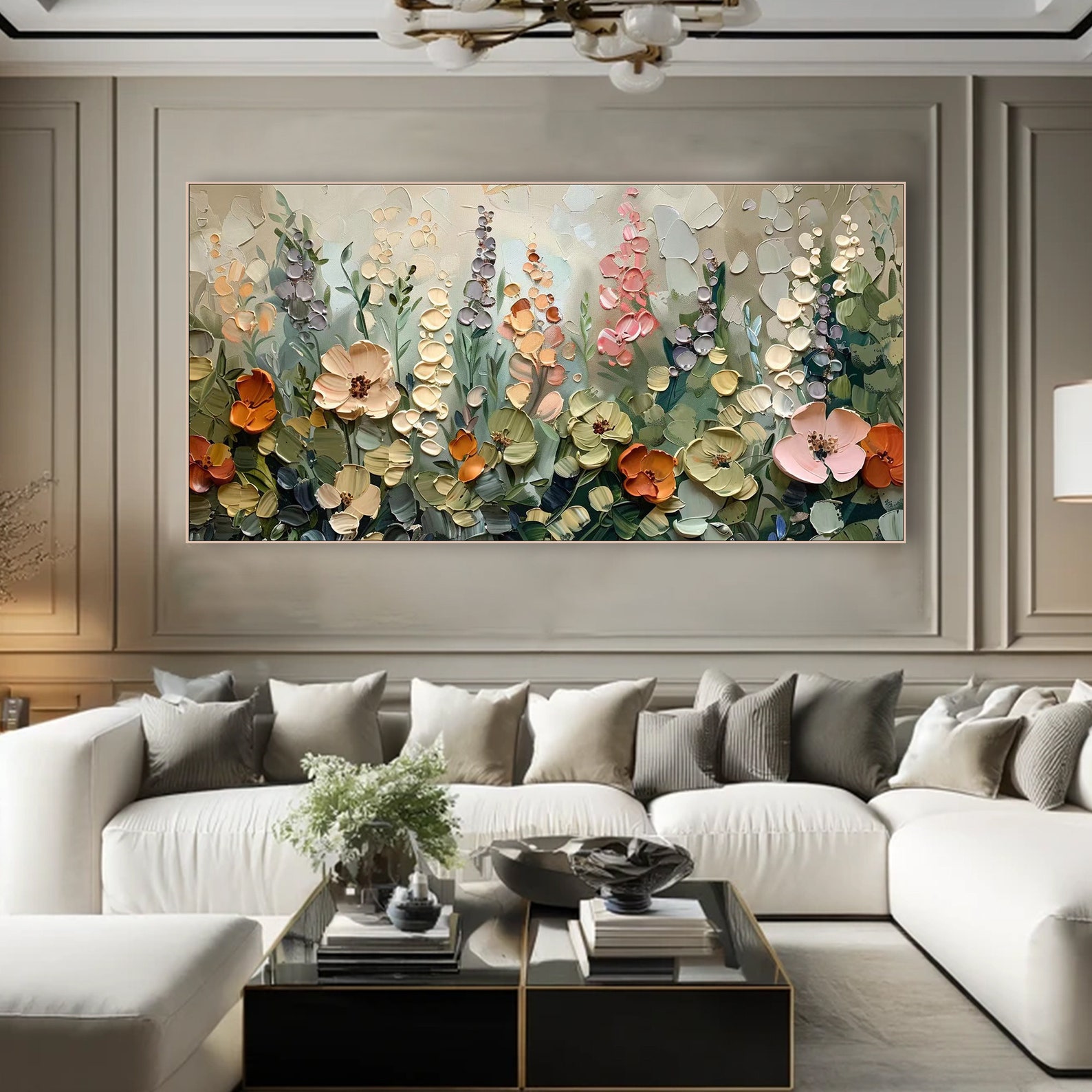 3D Textured Flowers Wall Art Abstract Painting on Canvas Hand-painted ...