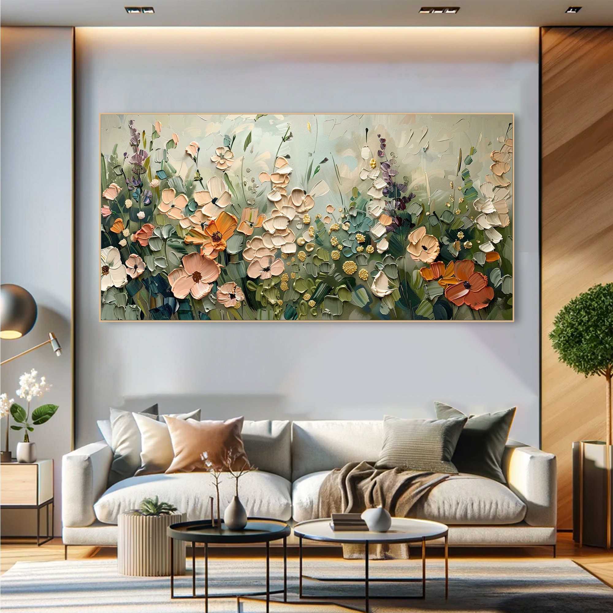 Dreamy Blooms Art Neutral Tones Flower Painting on Canvas Pastel Floral ...
