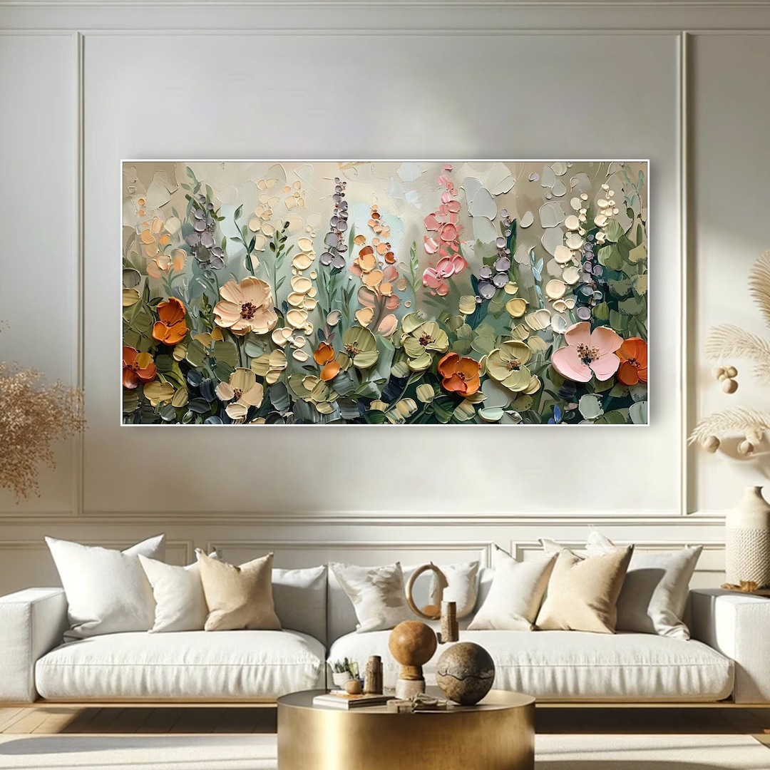 3D Textured Flowers Wall Art Abstract Painting on Canvas Hand-painted ...