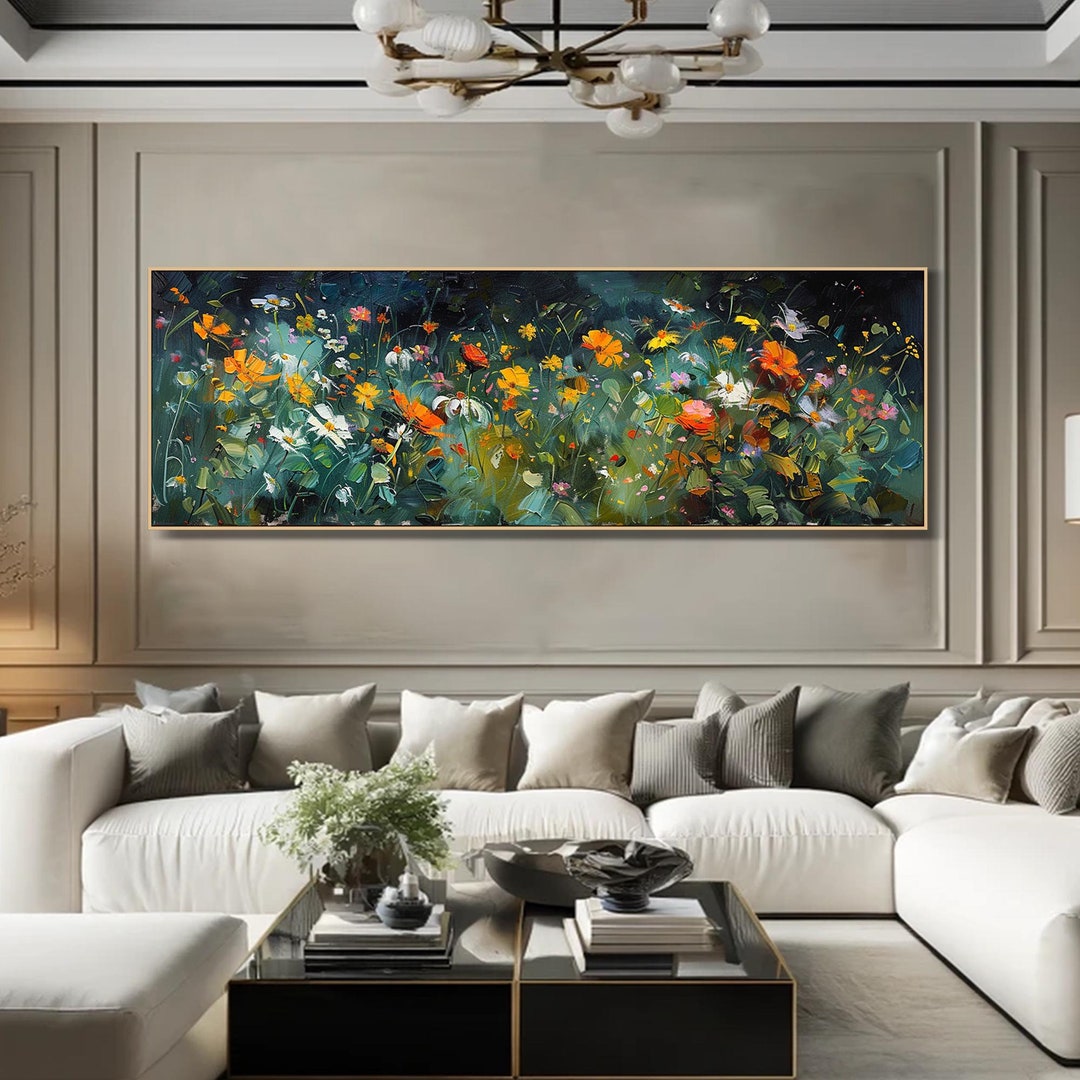 Original Flower Painting on Canvas 3D Texture Wildflower Scenery Art ...