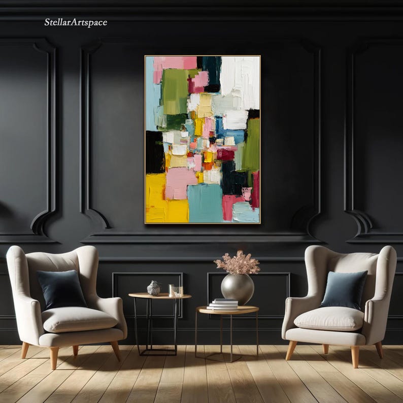 Color Block Abstract Oil Painting on Canvas Thick Texture Impasto Wall ...