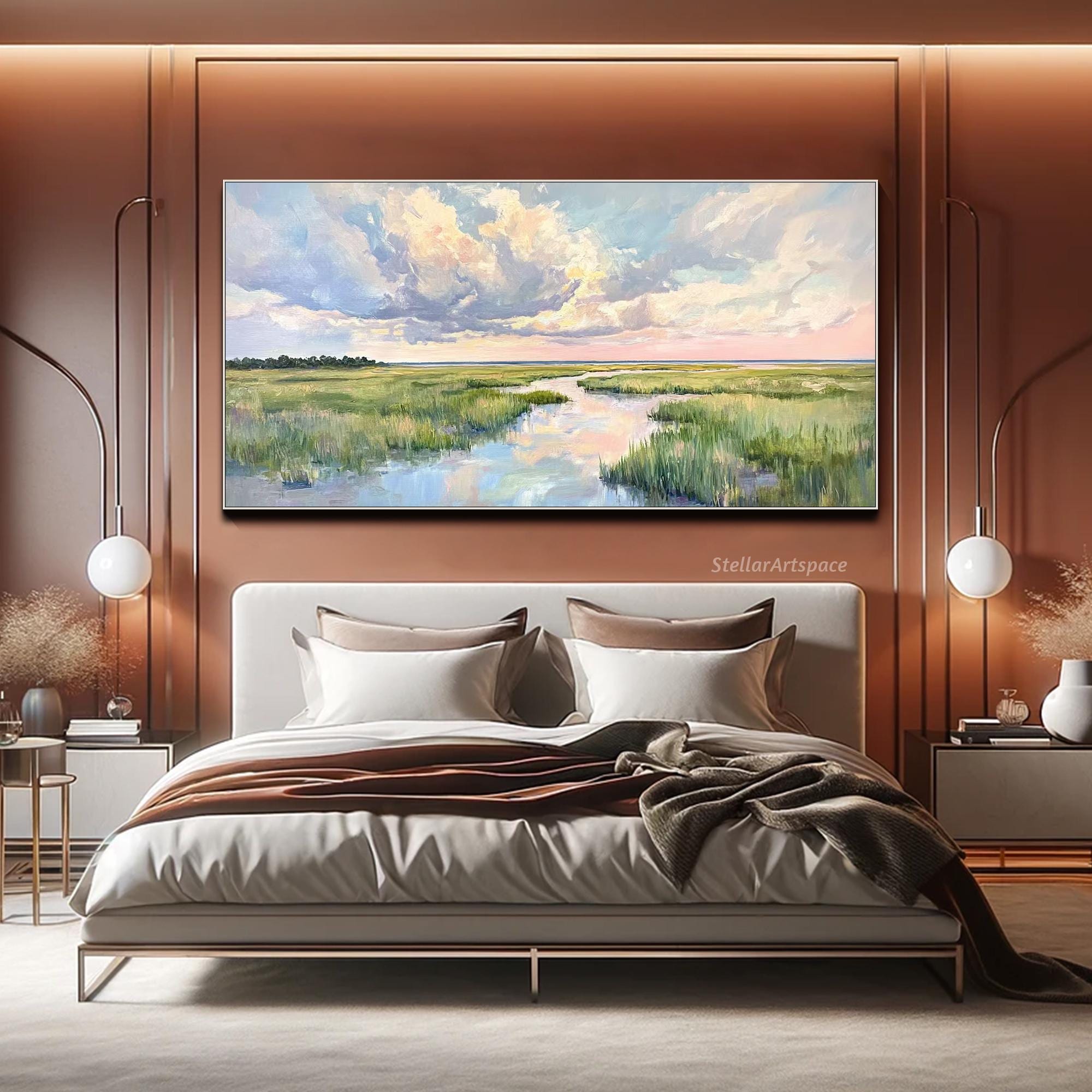 Large Horizontal Abstract River Texture Wall Art Painting on Canvas ...