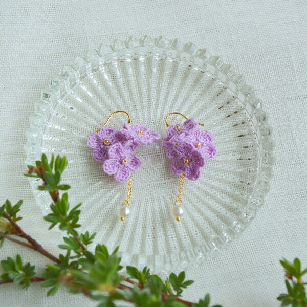 Flower Cluster Dangle Earring, beste Geschenke für sie, Handmade Micro-crochet Earrings, 14K Gold Filled