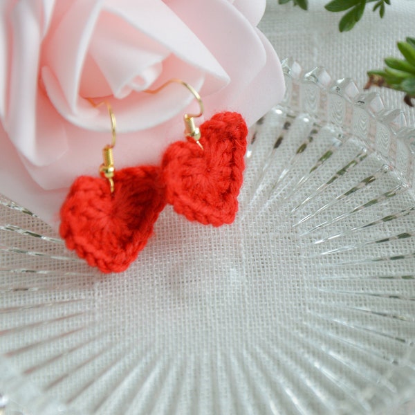 Herz Ohrring, beste Geschenke für sie, Handmade Micro-crochet Earrings, 14K Gold Filled