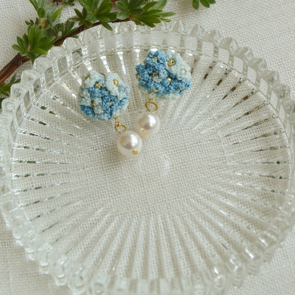 Flower Cluster Dangle Earring, beste Geschenke für sie, Handmade Micro-crochet Earrings, 14K Gold Filled