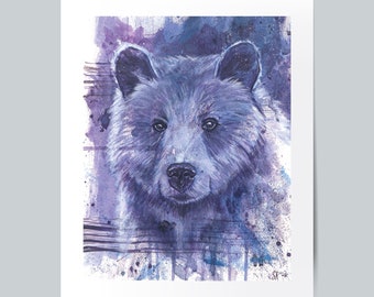 Bear Painting Colorful Abstract Animal Art Lavender Nursery Decor Woodland Art Print Gift For Nature Lover Cabin Wall Art Mountain Lodge Art