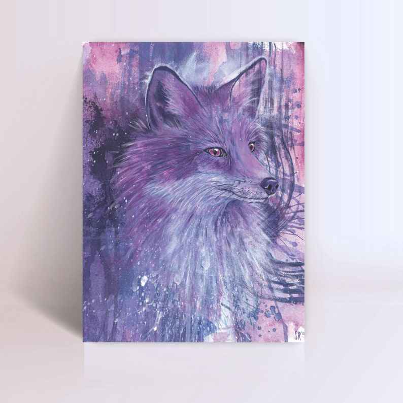 Fox Decor Woodland Forest Art Vibrant Wall Art Abstract Animal Art Print Nature Lover Gift Wildlife Artwork For Living Room Art Lilac Decor image 4