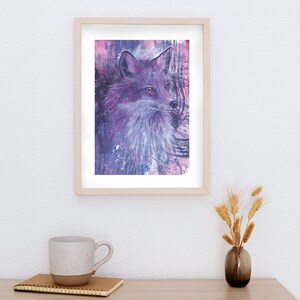 Fox Decor Woodland Forest Art Vibrant Wall Art Abstract Animal Art Print Nature Lover Gift Wildlife Artwork For Living Room Art Lilac Decor image 8