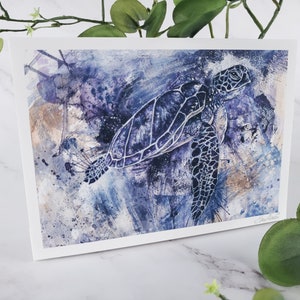 Fine Art Print Sea Turtle Wall Art Coastal Decor Bathroom Art Impressionist Beach Gift For Mom Ocean Art Abstract Beach House Modern Prints image 8