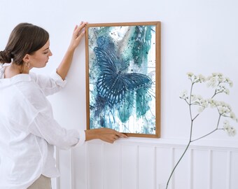 Abstract Wall Art Butterfly Art Print Chambre Décor Fine Art Giclee Print Impressionniste Art Cadeau pour sa peinture unique pour le salon