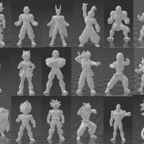 DBZ characters pack, 18 Miniatures including Goku Vegeta and more 3d Printing STL Files