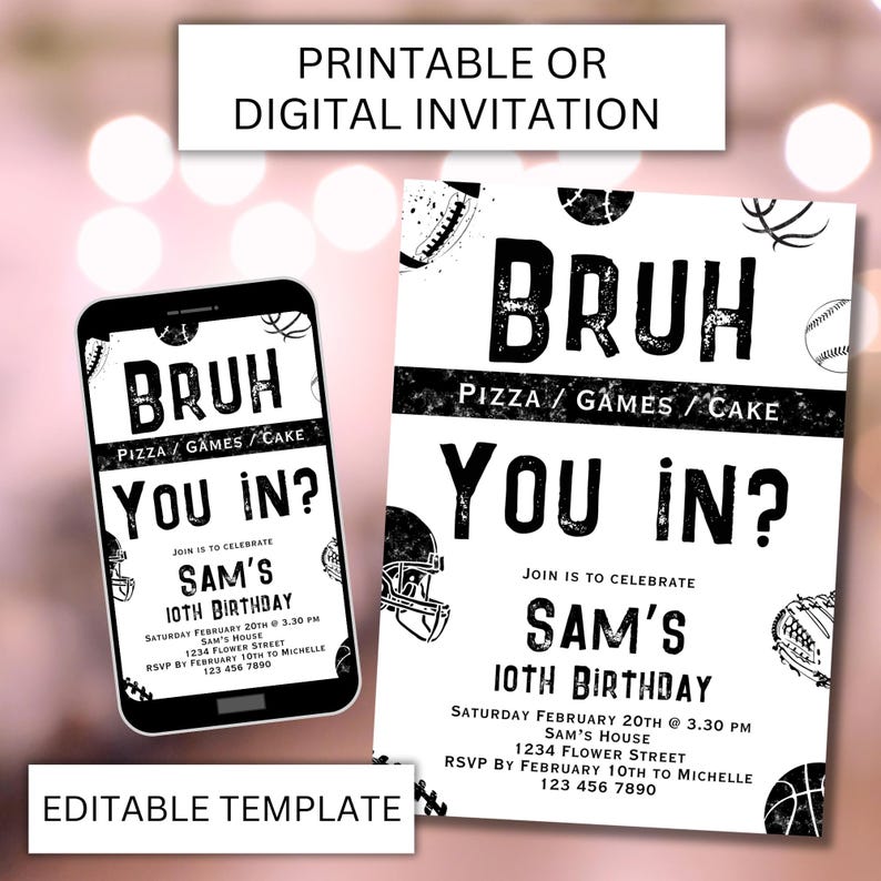 Baseball Canva football template
birthdayinvitation
boy basketball invit
sporting party
minimalistic sport
teenage birthday
editable template
sport party invite
bruh invitation boys
boy football Invite
nfl birthday invite
nfl invitation
Tween Sportin