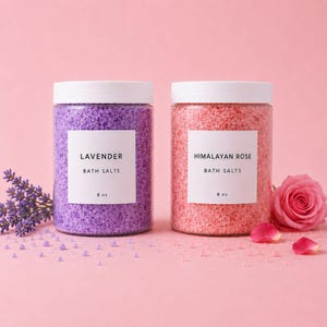 Lavender Bathing Salts Women Self Care Gift Luxury Bath Soak Himalayan Rose Salt Luxurious Bathsalts Colorful Selfcare Gift Idea Birthday