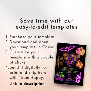 Neon Halloween Party Invite invite Spooktacular Costume Party Neon Invitation halloween DIY Kids Cute invite halloween invitation Editable