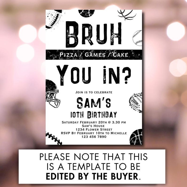 Baseball Canva football template
birthdayinvitation
boy basketball invit
sporting party
minimalistic sport
teenage birthday
editable template
sport party invite
bruh invitation boys
boy football Invite
nfl birthday invite
nfl invitation
Tween Sportin