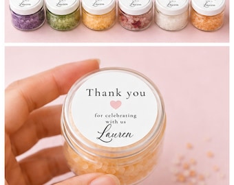 Personalized Wedding Favor Bath Salt Self Care Party Bridal Shower Guest Gift Bathing Salt Lavender Favor Himalayan Rose Luxury Spa Bathsalt