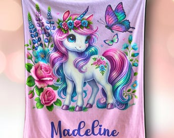 Unicorn Personalized Blanket Unique Decoration Nursery Baby Shower Gift Newborn Blanket Custom Name Unicorn Magic Toddlerblanket softblanket