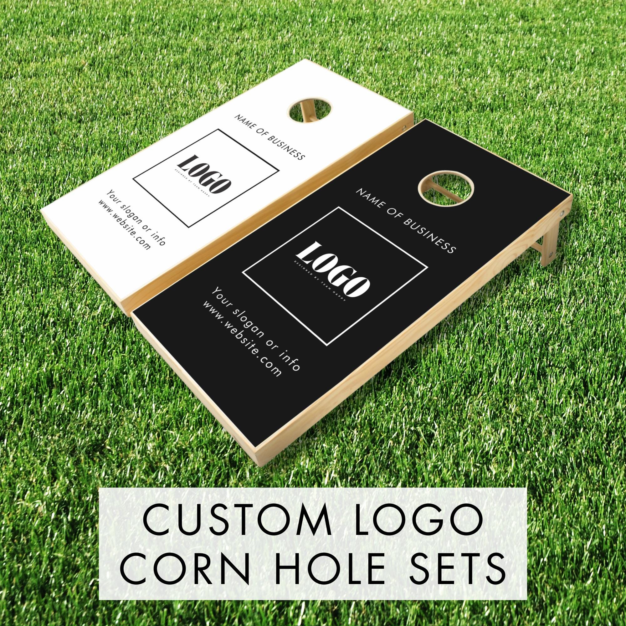 Cornhole Board Custom Logo for Company Events Personalized Cornhole Set with Business Logo Bean Bag Toss Set Branded Cornhole Game Corporate