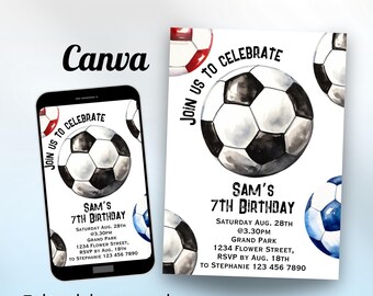 Soccer Invitation Birthday Party Invite Football Invite Canva Editable Invite Template Kids Bday Party Printable All Star Sport Soccer Evite