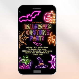 Neon Halloween Party Invite invite Spooktacular Costume Party Neon Invitation halloween DIY Kids Cute invite halloween invitation Editable