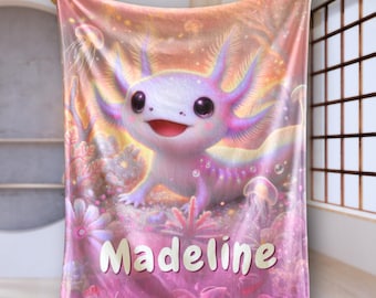 Axolotl Personalized Blanket Unique Decoration Nursery Baby Shower Gift Newborn Blanket Custom Name Axolotllover Toddlerblanket softblanket