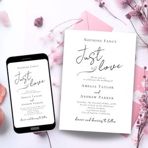 Nichts Besonderes Nur Liebe Laden Sie ein QR-Code Antwort Nichts Besonderes einladen Modernes Foto Hochzeit Mikrohochzeit Intime Hochzeit Mikrohochzeit einladen