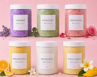 Spa Gift Box Bath Salt Set Lavender Eucalyptus Scent Himalayan Rose Mineral Blend Relaxation Soak Collection Sampler Epsom Natural Care