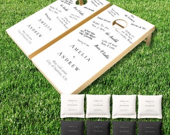 Personalized Cornhole Board for Wedding Guestbook Idea Customized Corn Hole Set with Photo Wedding Lawn Game Wedding Decor Unique Guestbook