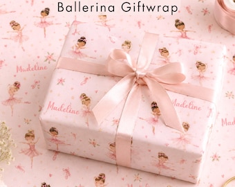 Ballerina Wrapping Paper Personalized Roll for Girl Birthday Custom Name Giftwrap Repeating Name christmas packing gi fted matte glossy thic