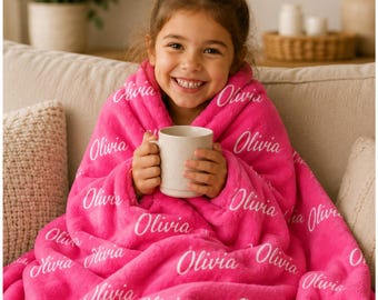 Personalized Blanket Baby Girl First and Middle Name Blanket Newborn Name Nursery Decor Boy Baby Shower Gift Idea Large Custom Blanket Kids